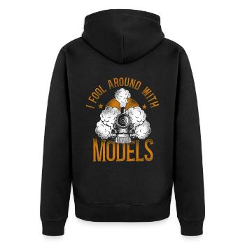 Steam Train Driver Trainspotting - Unisex Premium Organic Zip Hoodie - black - Back - Nico (187cm)