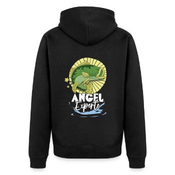 Angeln Angler - Unisex Premium Bio Zip Hoodie - Schwarz - Hinten - Nico (187cm)