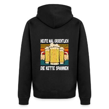 Heute mal Ordentlich die Kette Spannen Witzig - Unisex Premium Bio Zip Hoodie - Schwarz - Hinten - Nico (187cm)