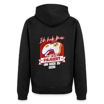 Zocken Gaming - Unisex Premium Bio Zip Hoodie - Schwarz - Hinten - Nico (187cm)