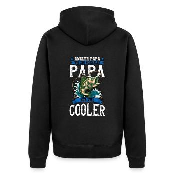 Angeln Angler Papa - Unisex Premium Bio Zip Hoodie - Schwarz - Hinten - Nico (187cm)