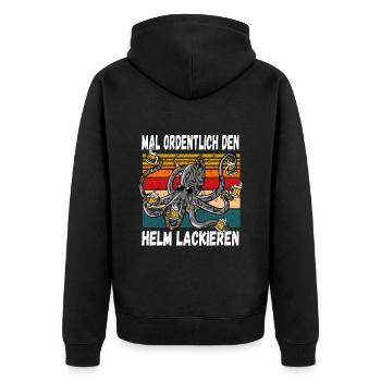 Mal Ordentlich den Helm Lackieren Witziger Spruch - Unisex Premium Bio Zip Hoodie - Schwarz - Hinten - Nico (187cm)