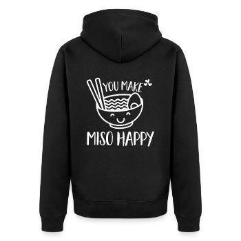 Miso Suppe Japan Japanisches Essen Kücke - Unisex Premium Bio Zip Hoodie - Schwarz - Hinten - Nico (187cm)