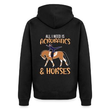 Tout ce dont j’ai besoin, c’est d’acrobatie et d’équitation - Veste à capuche bio Premium Unisexe - noir - Dos - Nico (187cm)