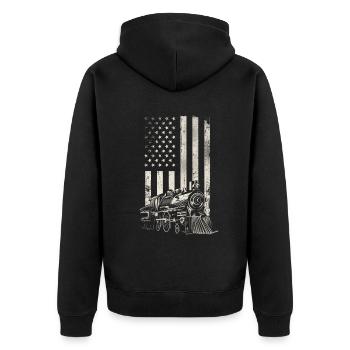 Steam Train Driver Trainspotting - Unisex Premium Bio Zip Hoodie - Schwarz - Hinten - Nico (187cm)