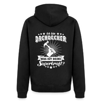 Dachdecker Dachdecken - Unisex Premium Bio Zip Hoodie - Schwarz - Hinten - Nico (187cm)