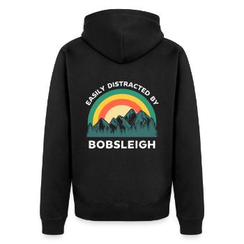 Leicht abgelenkt vom Bob - Unisex Premium Bio Zip Hoodie - Schwarz - Hinten - Nico (187cm)