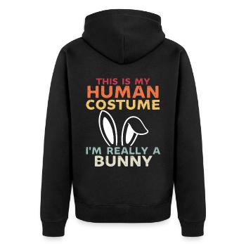 This is my human costume im really a rabbit - Unisex Premium Organic Zip Hoodie - black - Back - Nico (187cm)
