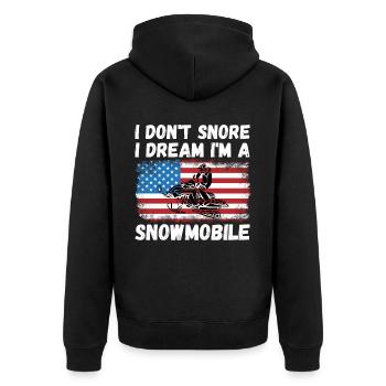 I dont snore i dream im a snowmobile - Unisex Premium Organic Zip Hoodie - black - Back - Nico (187cm)