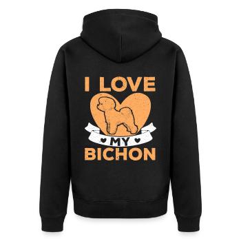 Bichon Frise Dog Lover Dog Breeder chiot Pfo - Veste à capuche bio Premium Unisexe - noir - Dos - Nico (187cm)