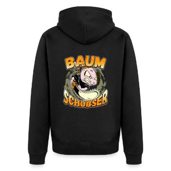 Baumschubser Forstwirt Geschenk Holzfäller - Unisex Premium Bio Zip Hoodie - Schwarz - Hinten - Nico (187cm)