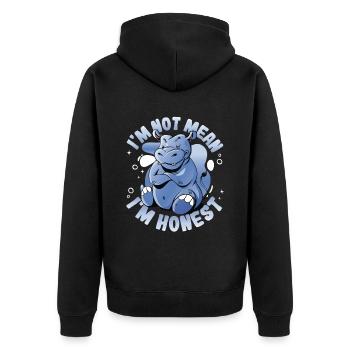 I'm Not Mean I'm Honest Straight Talker - Unisex Premium Bio Zip Hoodie - Schwarz - Hinten - Nico (187cm)