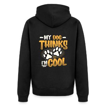 Mon chien pense que je suis cool. - Veste à capuche bio Premium Unisexe - noir - Dos - Nico (187cm)