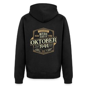 October 1944 Birthday Man - Unisex Premium Organic Zip Hoodie - black - Back - Nico (187cm)