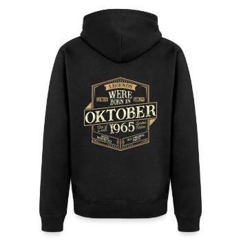 Oktober 1965 Geburtstag Mann - Unisex Premium Bio Zip Hoodie - Schwarz - Hinten - Nico (187cm)