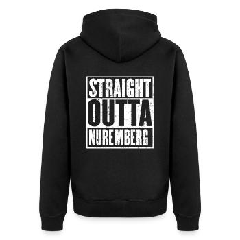 Straight Outta Nuremberg Vintage - Unisex Premium Organic Zip Hoodie - black - Back - Nico (187cm)