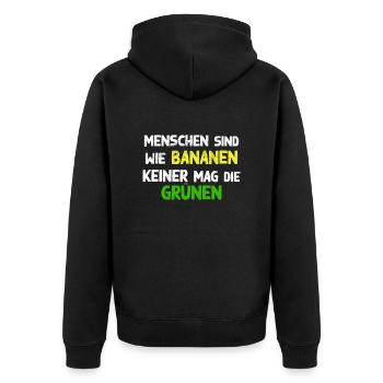 gegen linke grüne Politik grün nein Danke - Unisex Premium Bio Zip Hoodie - Schwarz - Hinten - Nico (187cm)