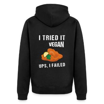 I Tried It Vegan Ups I Failed Veganer Vegetarier - Unisex Premium Bio Zip Hoodie - Schwarz - Hinten - Nico (187cm)