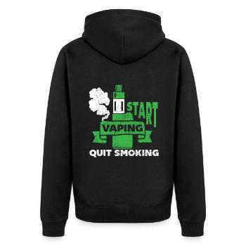 E-Cigarette E-Shisha Vapor Liquid - Unisex Premium Organic Zip Hoodie - black - Back - Nico (187cm)