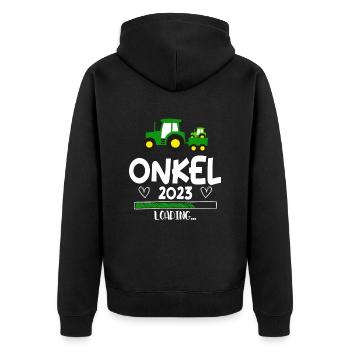 Onkel 2023 Loading Schwangerschaft - Unisex Premium Bio Zip Hoodie - Schwarz - Hinten - Nico (187cm)