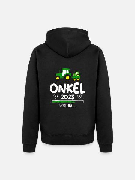 Onkel 2023 Loading Schwangerschaft - Unisex Premium Bio Zip Hoodie - Schwarz