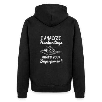 I analyze reading handwriting - Unisex Premium Organic Zip Hoodie - black - Back - Nico (187cm)
