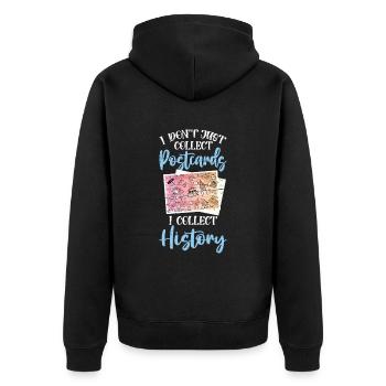 Deltiology I Collect History Deltiologist - Unisex Premium Organic Zip Hoodie - black - Back - Nico (187cm)