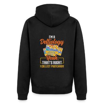 Deltiology-karte Colleting Deltiologist-postkarte - Unisex Premium Bio Zip Hoodie - Schwarz - Hinten - Nico (187cm)
