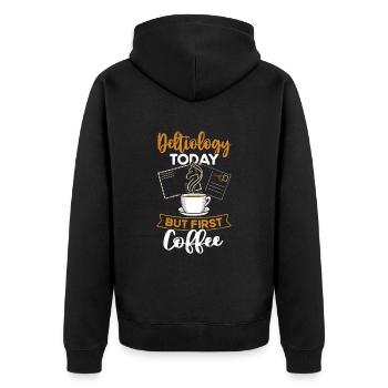 Deltiology coffee Deltiologist postcard collector - Unisex Premium Organic Zip Hoodie - black - Back - Nico (187cm)