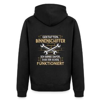 Binnenschiffer Boot Seemann - Unisex Premium Bio Zip Hoodie - Schwarz - Hinten - Nico (187cm)