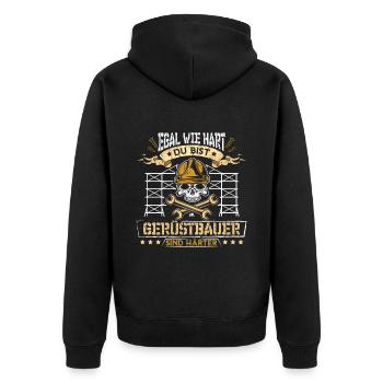 Gerüstbauer Gerüstbau Bauarbeiter Baustelle - Unisex Premium Bio Zip Hoodie - Schwarz - Hinten - Nico (187cm)