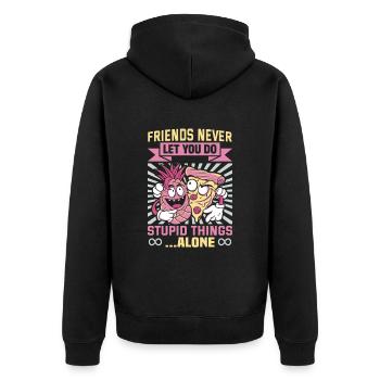 Friendship gift for good friend - Unisex Premium Organic Zip Hoodie - black - Back - Nico (187cm)