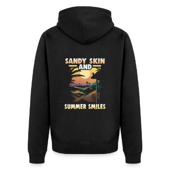 Strandurlaub am Meer Design Strandmotiv - Unisex Premium Bio Zip Hoodie - Schwarz - Hinten - Nico (187cm)
