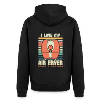 I Love My Air Fryer - Unisex Premium Bio Zip Hoodie - Schwarz - Hinten - Nico (187cm)