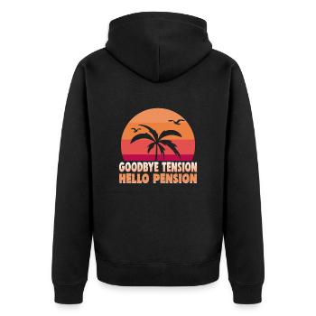 Pensionierung Geschenkidee Rente Arbeitskollege - Unisex Premium Bio Zip Hoodie - Schwarz - Hinten - Nico (187cm)
