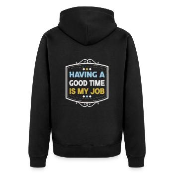 Pensionierung Geschenkidee Rente Arbeitskollege - Unisex Premium Bio Zip Hoodie - Schwarz - Hinten - Nico (187cm)