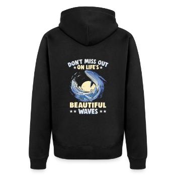 Strandurlaub am Meer Design Strandmotiv - Unisex Premium Bio Zip Hoodie - Schwarz - Hinten - Nico (187cm)