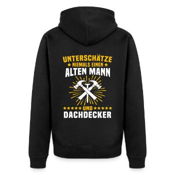 Dachdecker Handwerker Dachdecken - Unisex Premium Bio Zip Hoodie - Schwarz - Hinten - Nico (187cm)
