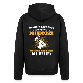 Dachdecker Handwerker Dachdecken - Unisex Premium Bio Zip Hoodie - Schwarz - Hinten - Nico (187cm)