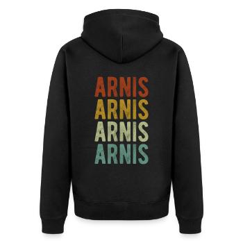 Arnis Stadt Retro Vintage - Unisex Premium Bio Zip Hoodie - Schwarz - Hinten - Nico (187cm)