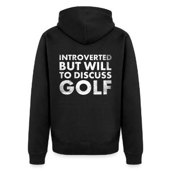 Introvertiert, Aber Wille, Golf Für Einen Golfer - Unisex Premium Bio Zip Hoodie - Schwarz - Hinten - Nico (187cm)