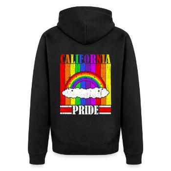 Kalifornien Stolz USA Amerika Kalifornisch LGBTQ - Unisex Premium Bio Zip Hoodie - Schwarz - Hinten - Nico (187cm)