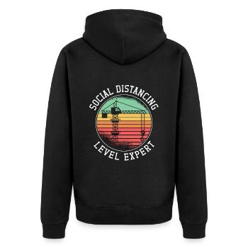 Bauarbeiter Bau Kranführer Kranfahrer Geschenk - Unisex Premium Bio Zip Hoodie - Schwarz - Hinten - Nico (187cm)