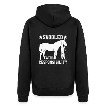 Pferdetrainerin mit Verantwortung - - Unisex Premium Bio Zip Hoodie - Schwarz - Hinten - Nico (187cm)