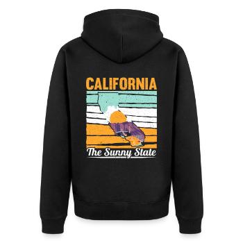 Californie L’état ensoleillé USA Amérique Californie - Veste à capuche bio Premium Unisexe - noir - Dos - Nico (187cm)