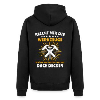 Dachdecker Handwerker Dachdecken - Unisex Premium Bio Zip Hoodie - Schwarz - Hinten - Nico (187cm)