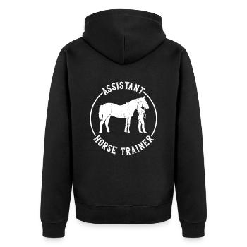 Assistent Pferdetrainer - Pferdetrainer Reiten - Unisex Premium Bio Zip Hoodie - Schwarz - Hinten - Nico (187cm)