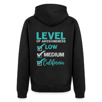 California USA Staat Amerika Reisen Kalifornier - Unisex Premium Bio Zip Hoodie - Schwarz - Hinten - Nico (187cm)