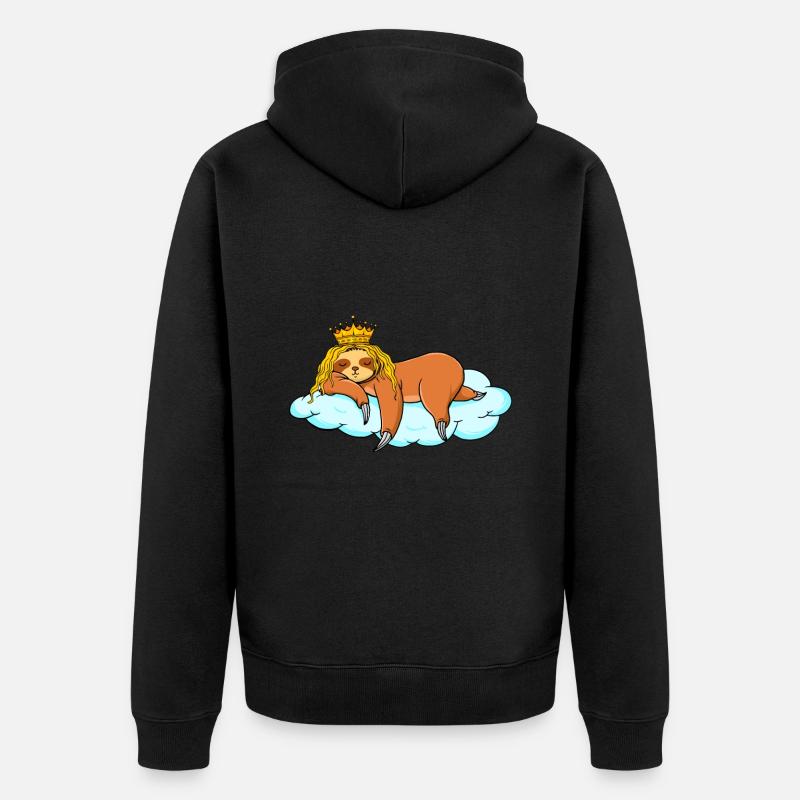 Sleeping sloth with crown - Unisex Premium Organic Zip Hoodie - black