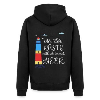 Meer Strand Nordsee Ostsee Norddeutsch - Unisex Premium Bio Zip Hoodie - Schwarz - Hinten - Nico (187cm)